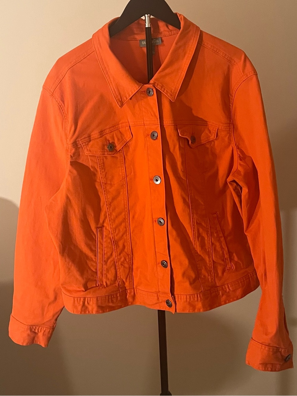 Style & Co. Orange Denim Jacket Women's Size XXL Extra Large Cotton Trucker Jean